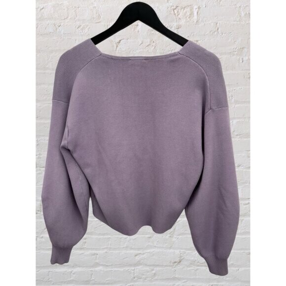 Dynamite Luca Puff Sleeve V neck Lilac Purple Sweater Small - Picture 6 of 6